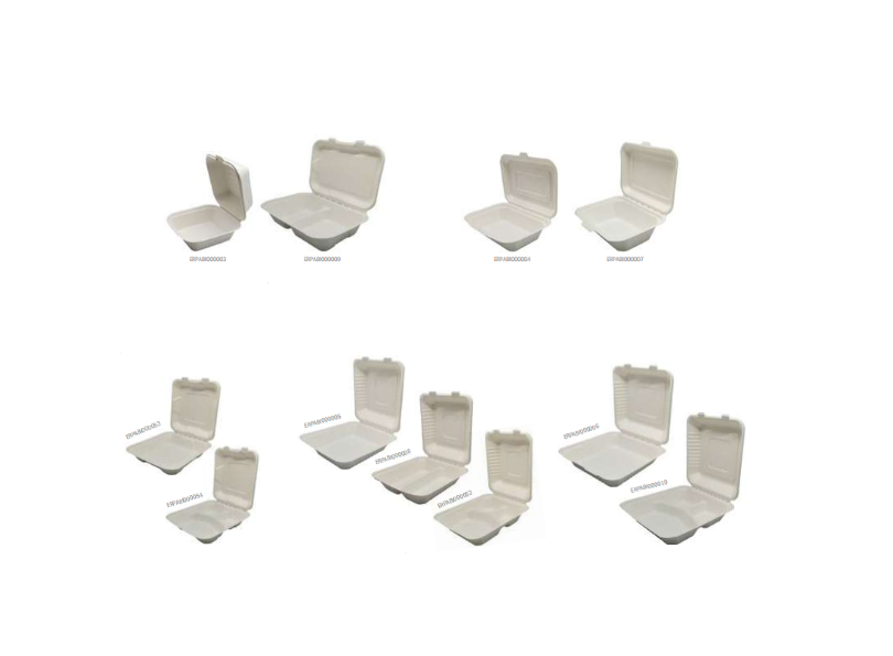 ENVASES DE FIBRA DE CAÑA DE AZUCAR CON TAPA BISAGRA HAMBURGUESA/SNACK-ENVASES MULTIUSO-ENVASES PORTAMENÚ