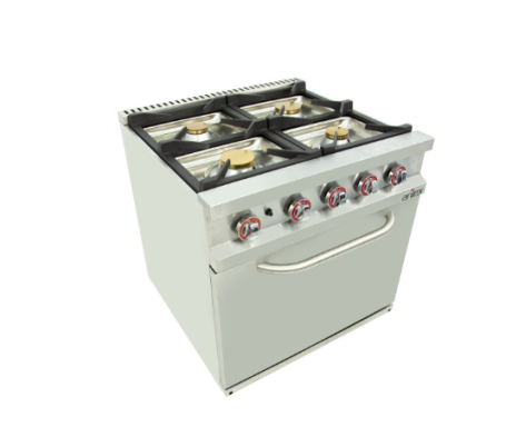 120CG70H Cocina a gas 6 fuegos con piloto de 3x7,5 +3x5,5 kW con horno GN2/1 termostático de 7,5Kw