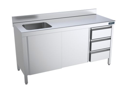 Mesa de 1800x600 con puertas, buc y cubeta izquierda